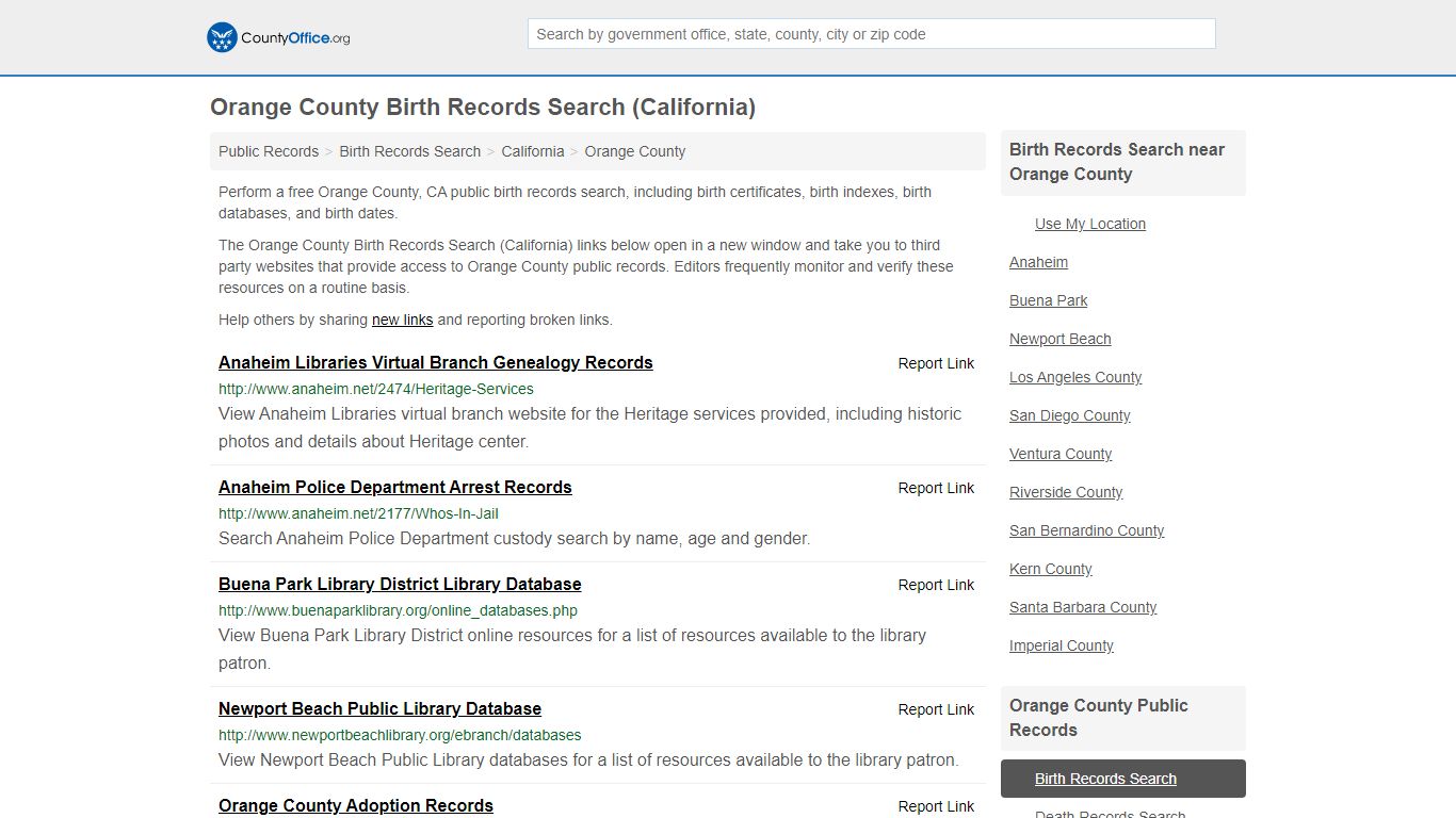 Birth Records Search - Orange County, CA (Birth ...