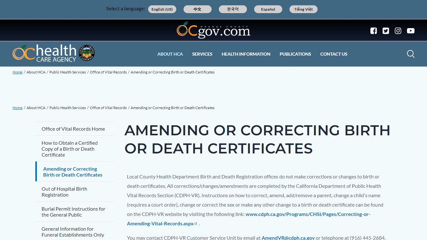 Amending or Correcting Birth or Death Certificates ...