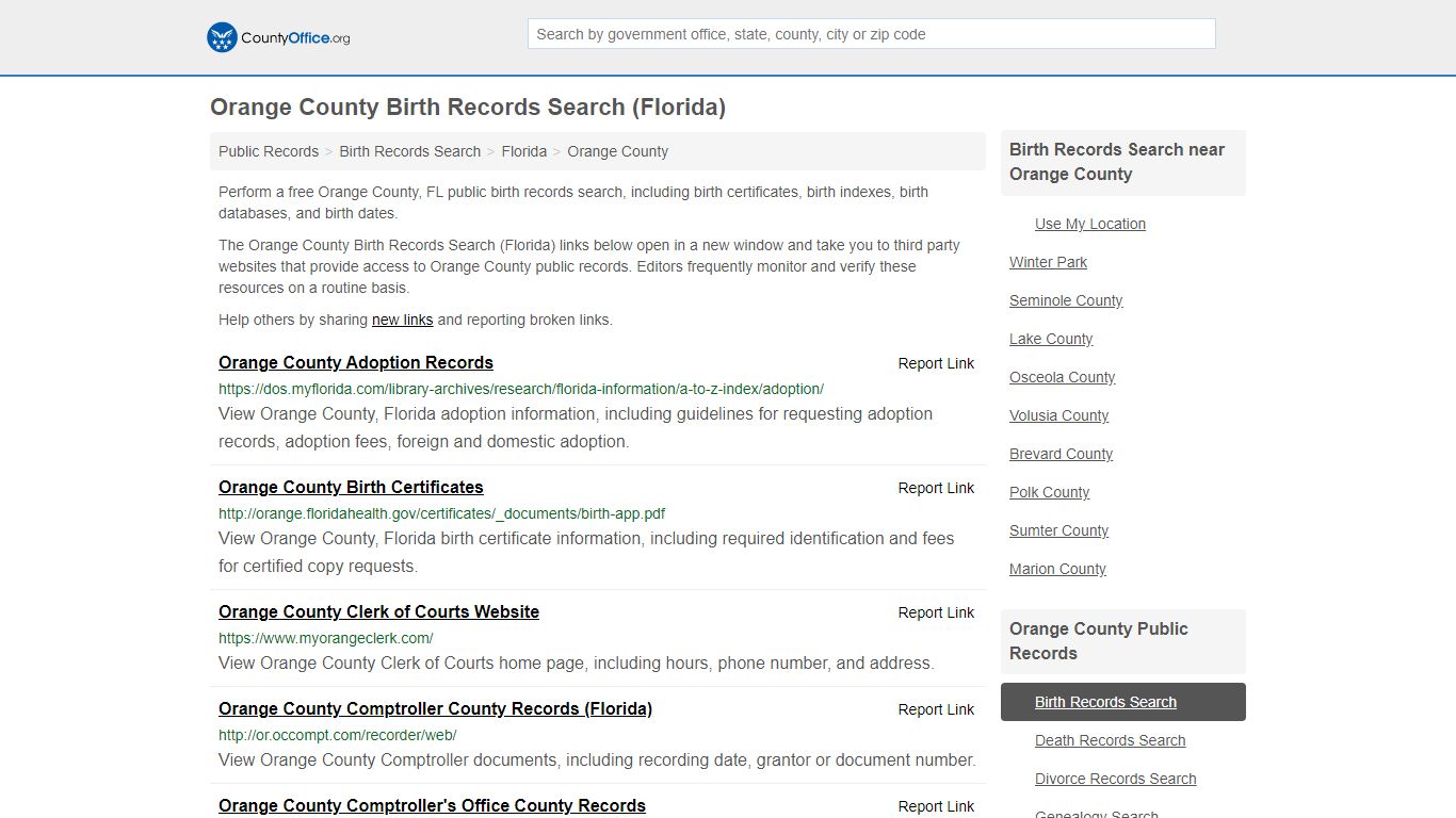Birth Records Search - Orange County, FL (Birth ...
